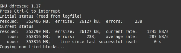 ddrescue running